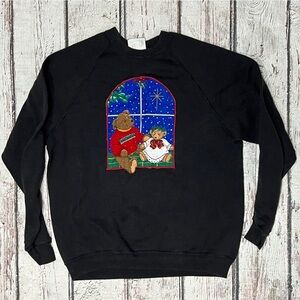 Vintage 80s Christmas Bear Ugly Sweater Party Xmas 1980s Sweatshirt